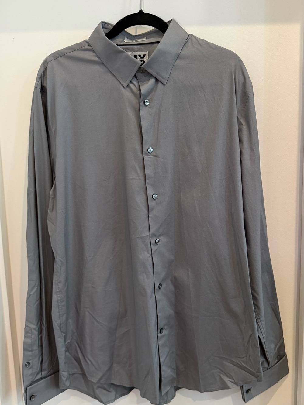 Express Men's Gray Long-Sleeve Button-Up Dress Shirt